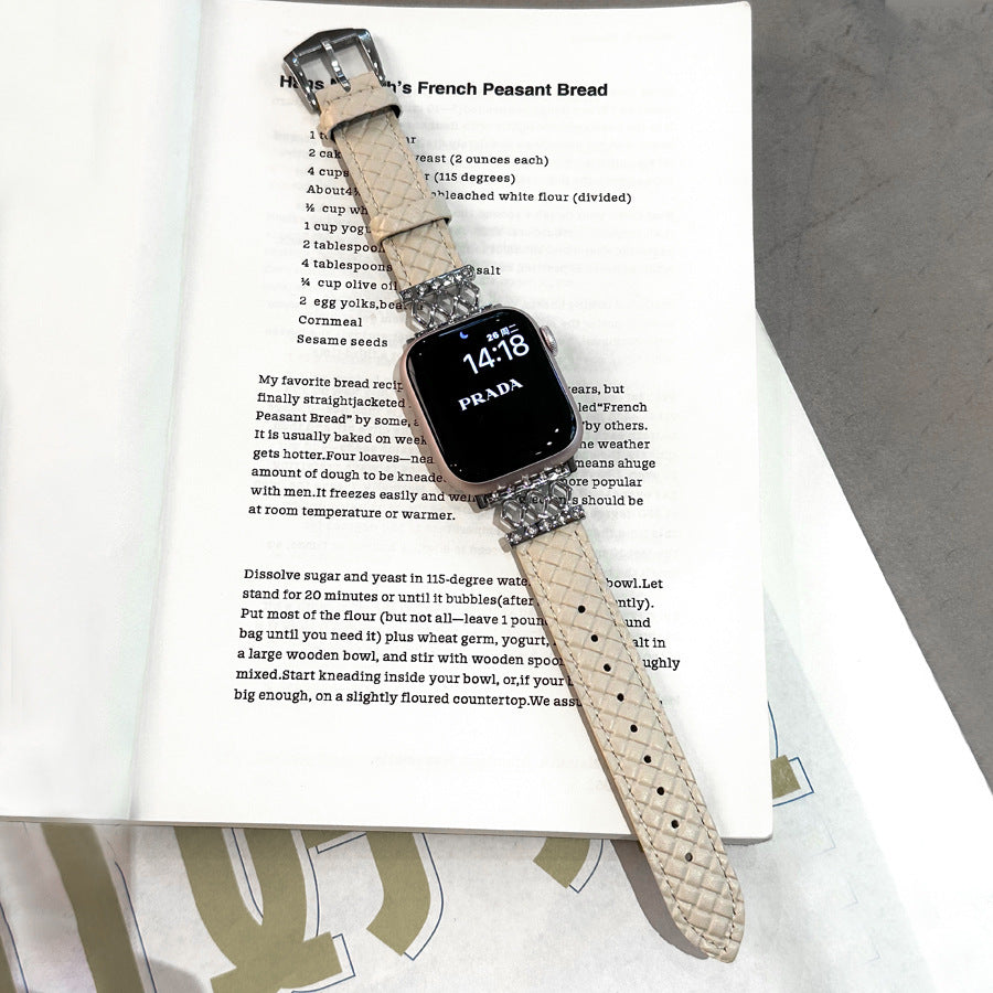 Diamond Design Leather Women's Watch Strap