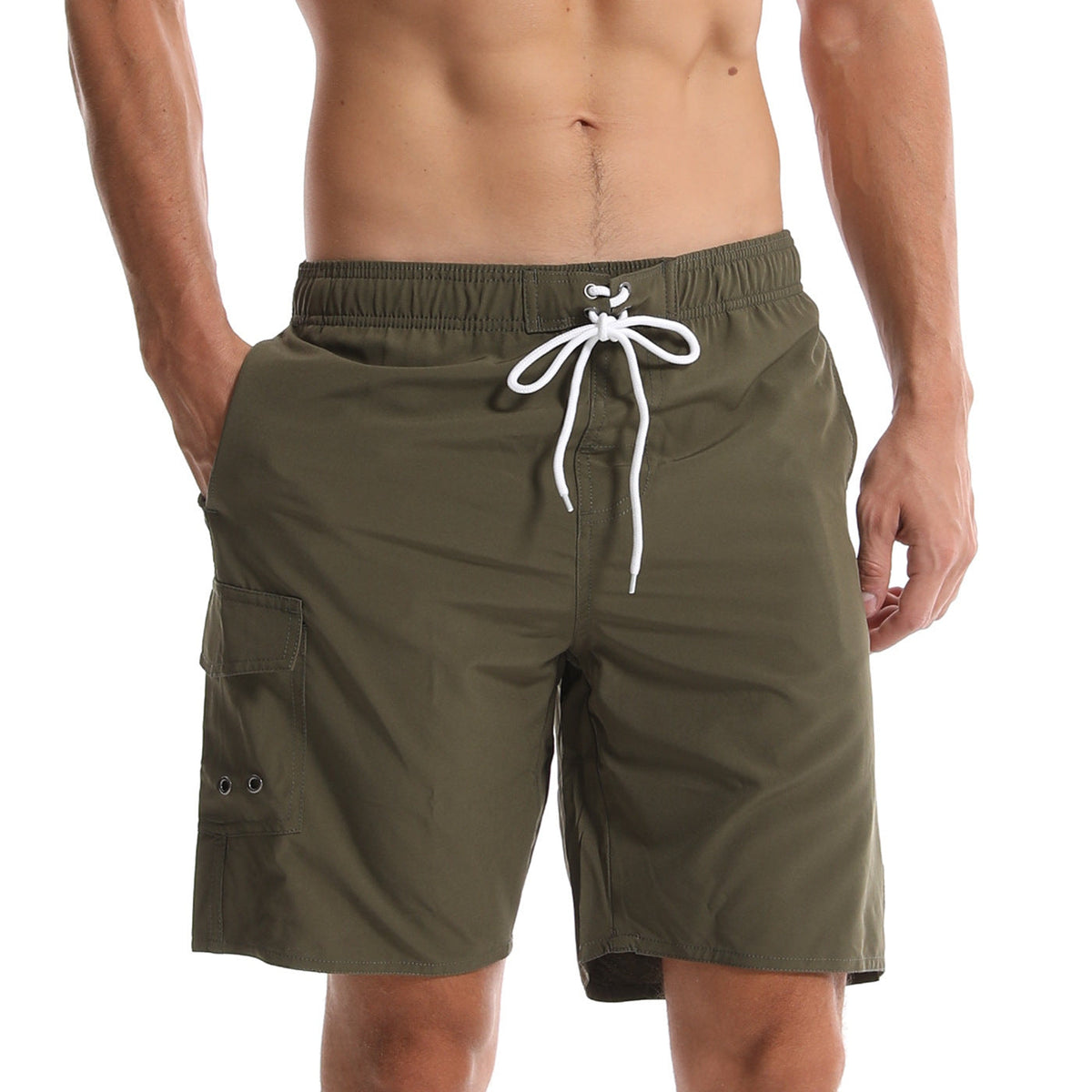 Cross Border Men's Summer Solid Color Beach Pants Men's Five Point Shorts Mesh Breathable Quick Drying Waterproof Sports Casual Pants