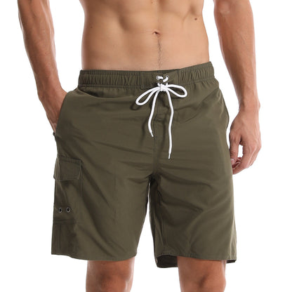 Cross Border Men's Summer Solid Color Beach Pants Men's Five Point Shorts Mesh Breathable Quick Drying Waterproof Sports Casual Pants