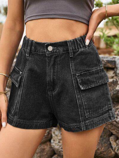 High Waist Denim Shorts with Pockets for Summer Style