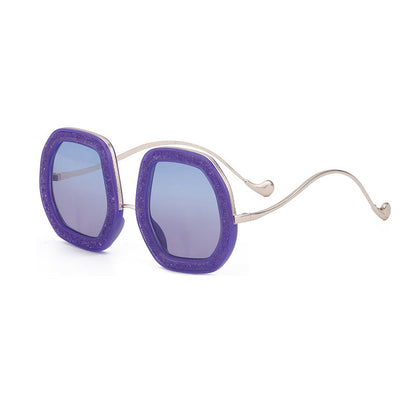 European And American-style Womens Diamond-encrusted Polygonal Irregular Sunglasses