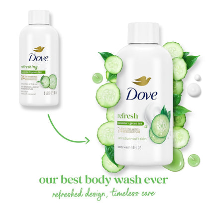 Dove Body Wash 24 Count Refreshing Cucumber and Green Tea Refreshes Skin Cleanser That Effectively Washes Away Bacteria While Nourishing Your 3 oz