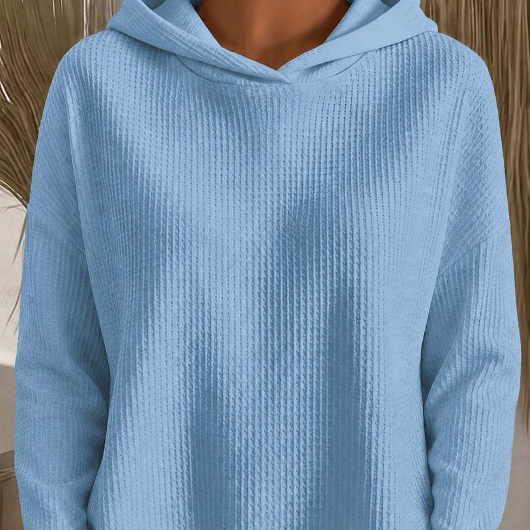 Womens Loose-Fit Solid-Color Hoodie