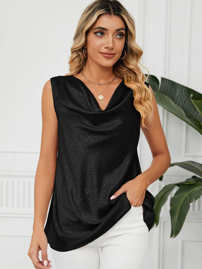 Solid Cowl Neck Top for Women in Opaque Rayon Blend