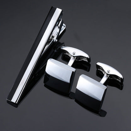 Gold Silver Black Cross Square Brushed Tie Clip