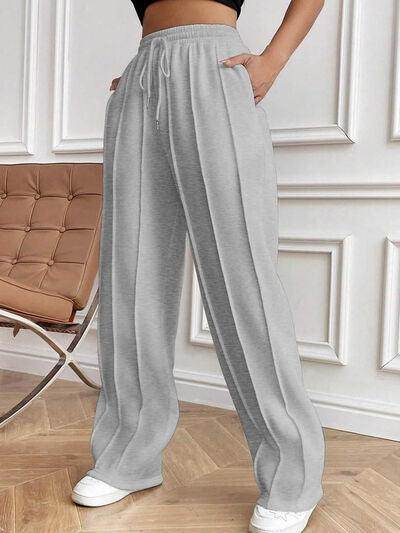 Drawstring Elastic Waist Pants with Pockets for Women