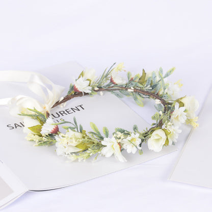 Korean style spring and summer fresh flower garland handmade wrapped fabric small chrysanthemum headpiece