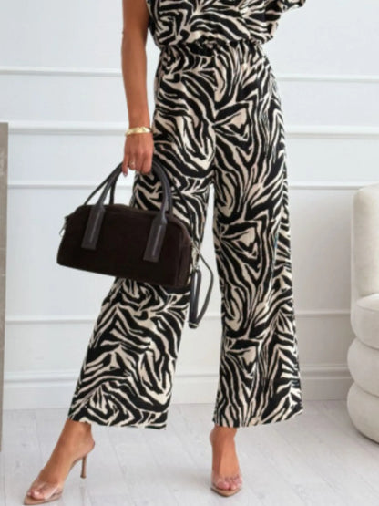 Animal Print Wide Leg Jumpsuit