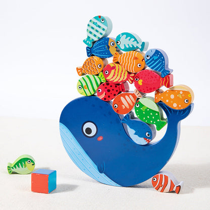 Children's Animal Music Desktop Interactive Game Building Blocks Stacking Balance Boat Early Education Puzzle Wooden Toy