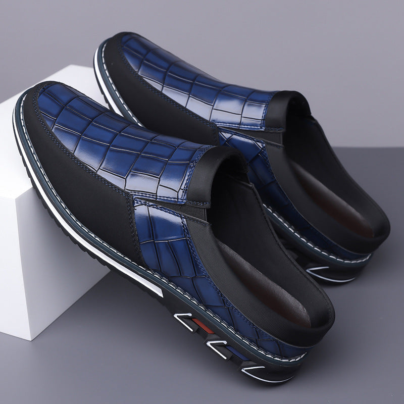 Men's Half-Slipper Leather Shoes Back Strap Slippers Big Size Toe-Covered Slippers