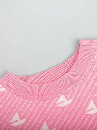 Contrast Round Neck Long Sleeve Sweater for Women Fashion