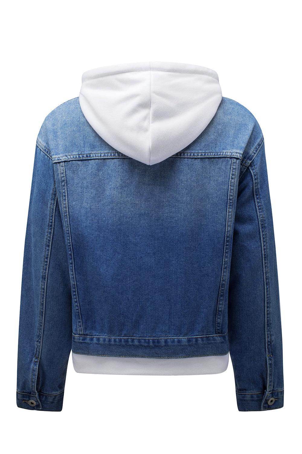 Distressed Hooded Denim Jacket for Trendy Casual Style