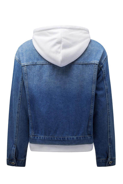 Distressed Hooded Denim Jacket for Trendy Casual Style