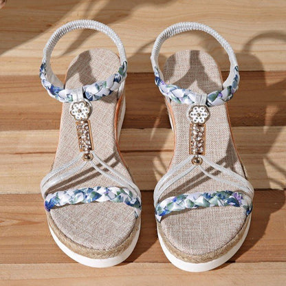 Chic Platform Casual Beach Roman Sandals With Elastic Straps