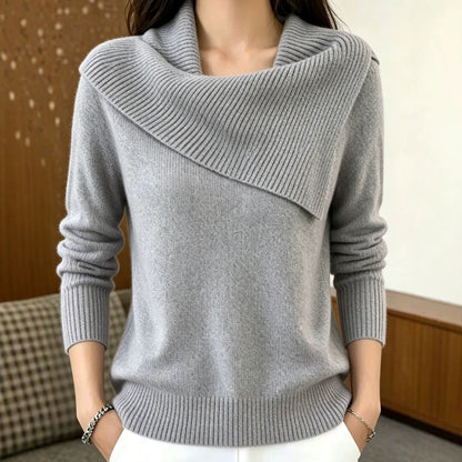 Elegant Figure-flattering Lapel Sweaterversatile Knitted And Effortlessly Chic