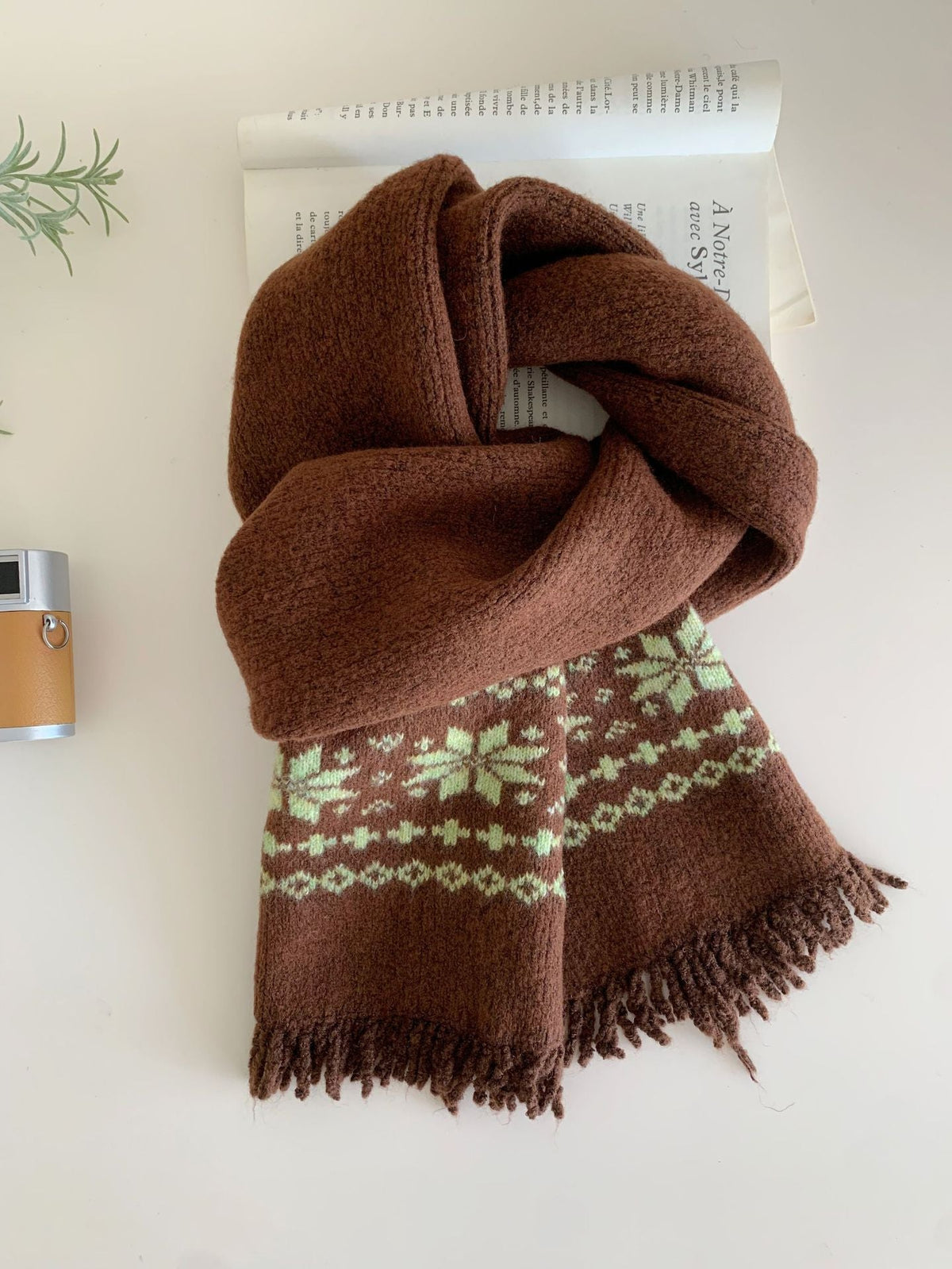 Fair Isle Wind-pattern Gray Knitted Scarf Couples Neck Warmer