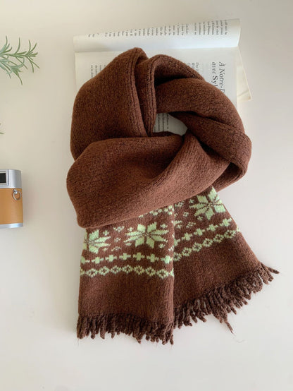 Fair Isle Wind-pattern Gray Knitted Scarf Couples Neck Warmer