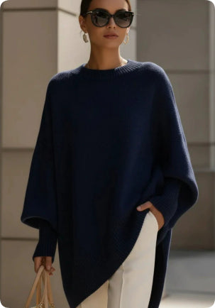Women's Thick Knitted Pullover Sweater Loose Fit Round Neck Casual All-Match Top For Autumn Winter