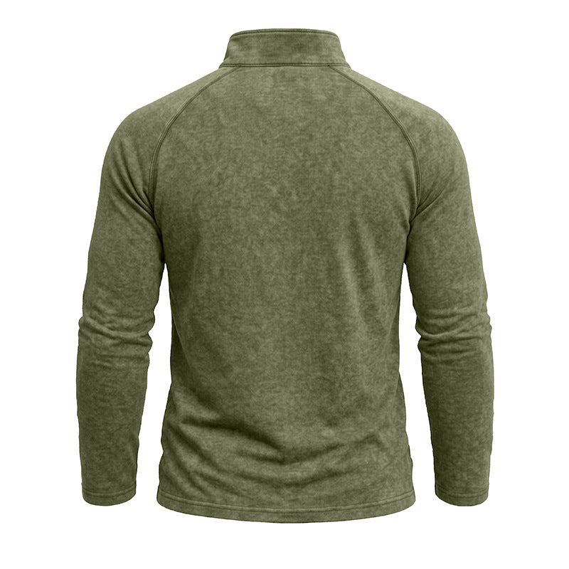Retro Washed Long-sleeve Men's Distressed T-shirt