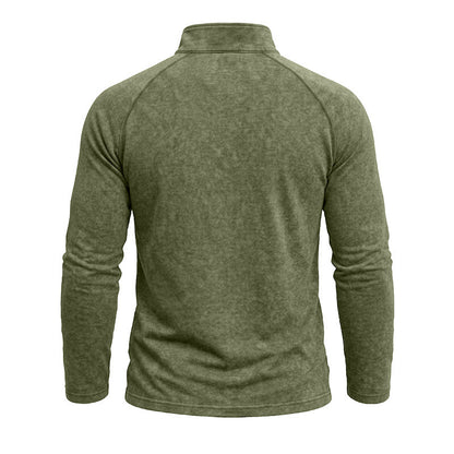 Retro Washed Long-sleeve Men's Distressed T-shirt