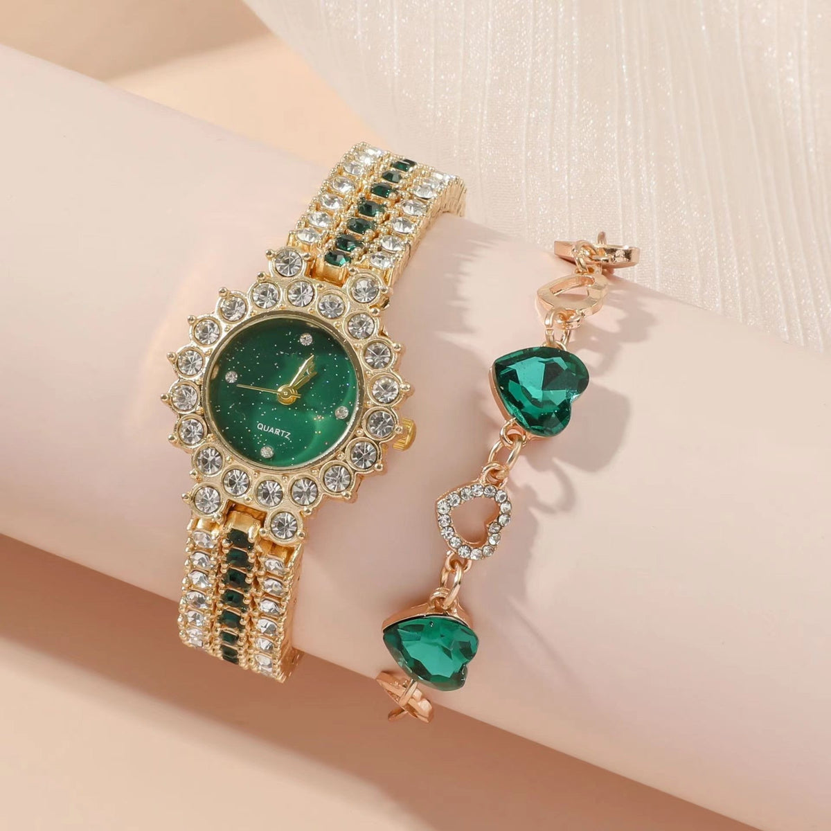 Green Watch Women's Steel Quartz Gift Set