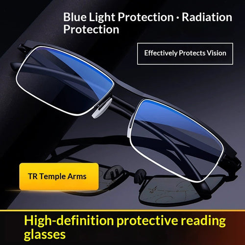 Multi-focal Blue-light-blocking Progressive Smart Reading Glasses