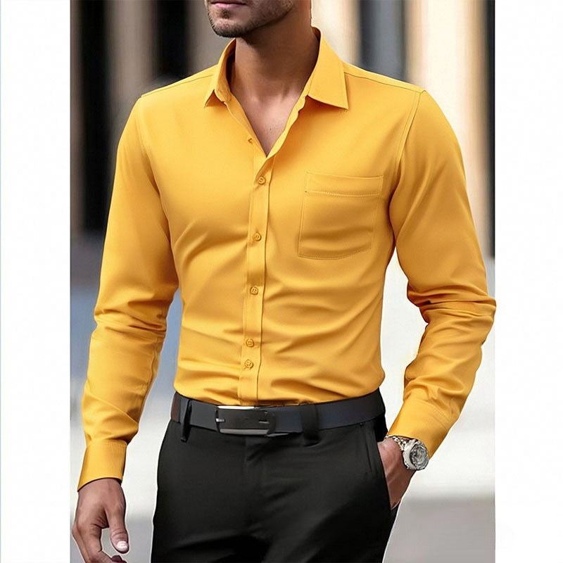 Business Thin Long Sleeve Plus Size Four-sided Stretch Shirt Men
