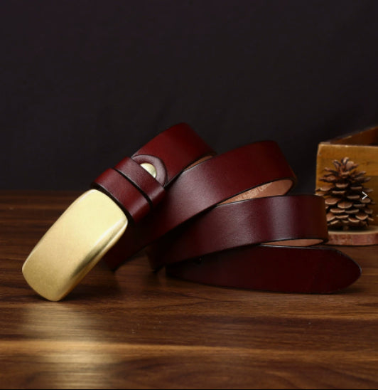 3.3CM Wide And Thick Leather Belt For Men