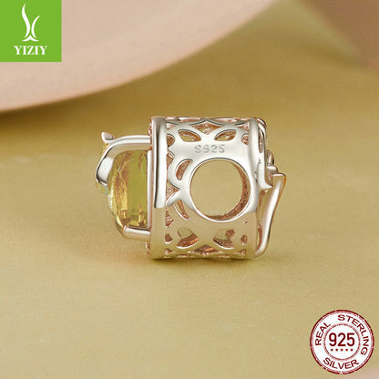 Silver Charm Original Autumn Golden Ginkgo Leaf DIY Bracelet Beads Luxurious Shining s925 Pure Silver Beads Loose Beads
