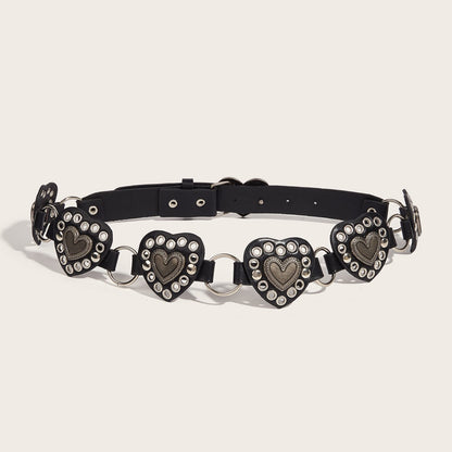 Street-style Hollowed-out Circular PU Leather Belt