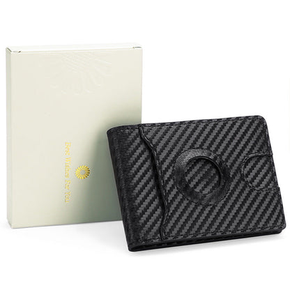 Carbon Fiber Leather Wallet Tracker Men