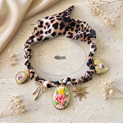 European & American Style Necklace For Women, Leopard Print Heart Pendant, Unique Shape Designed Clavicle Chain, Versatile Jewelry