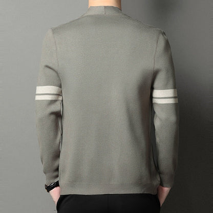 Fall Winter Men Long-sleeved Sweater Coat Thickened Blended Jacquard