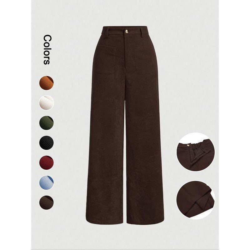 Spring And Autumn Retro Straight-leg Corduroy Pants