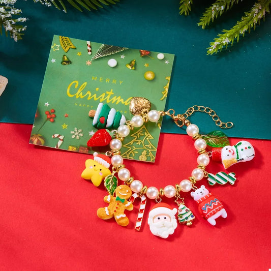 Christmas Charm Pearl Bracelet