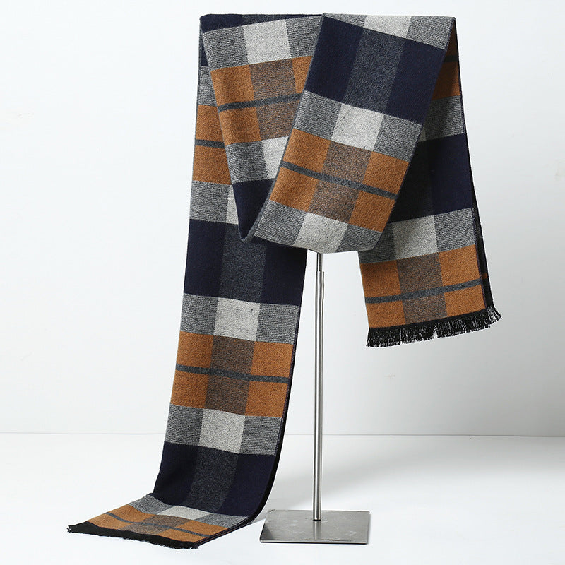 Simple Plaid Artificial Cashmere Warm Scarf