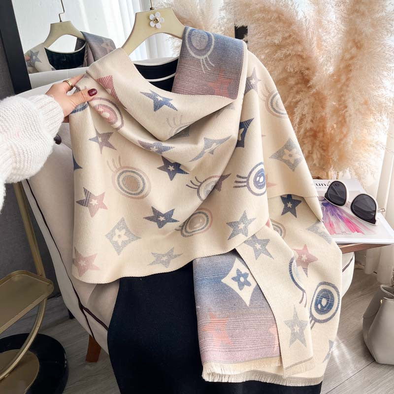 Double-sided Scarf Shawl For Women Autumnwinter