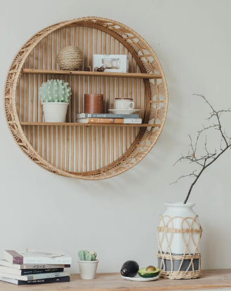 Weaving layer shelf storage rack background wall storage display shelf Bohemian style storage rack