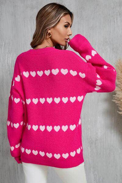 Angel Wings Heart Round Neck Long Sleeve Sweater for Women