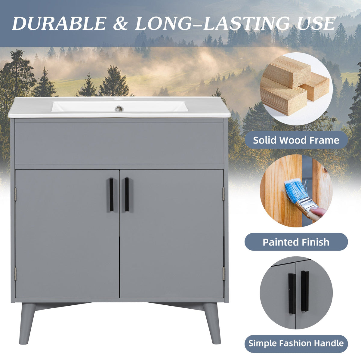 Bathroom vanity Set with Sink, Combo Cabinet, Bathroom Storage Cabinet