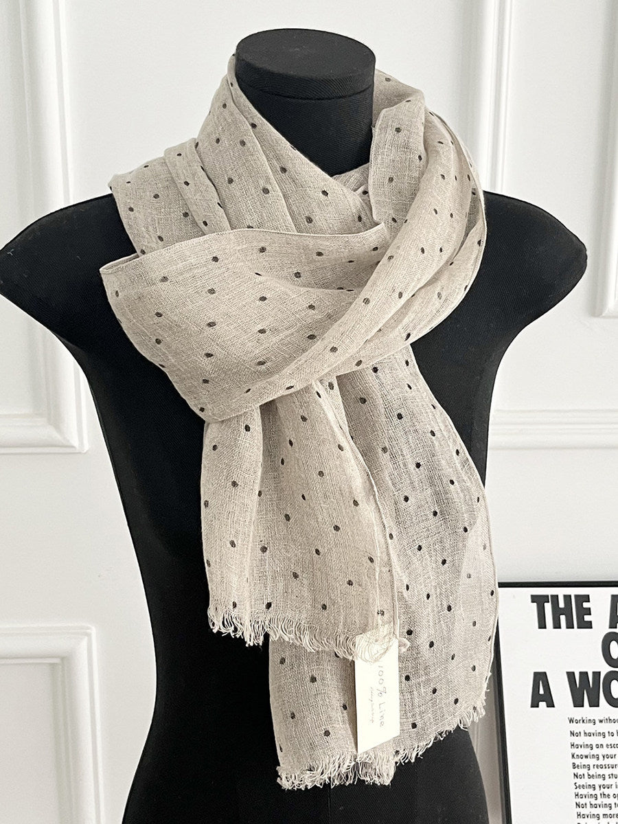 Womens Linen Striped Long Scarf Shawl