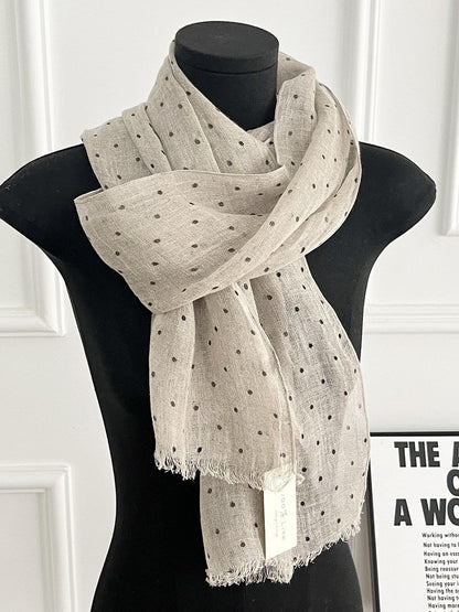 Womens Linen Striped Long Scarf Shawl