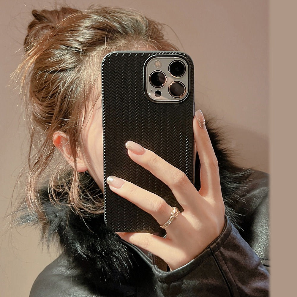 Simple and advanced 13 suitable for iPhone 14 iPhone case 14 Pro Max weaving 15 Knitted pattern X Solid color 11