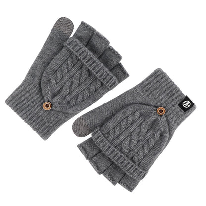 Flip-up Dual-use Half-finger Gloves For Womencold-proof And Warm-keeping