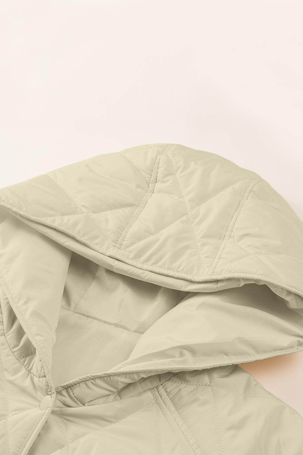 Snap Down Long Sleeve Quilted Winter Coat for Women
