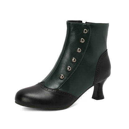 Women's Studded, Color-blocked Block-heeled Ankle Boots