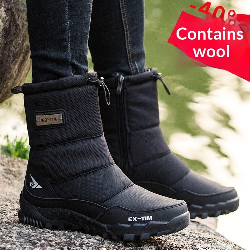 Men's High-top Snow Boots Thickened Warm And Lined With Fleece