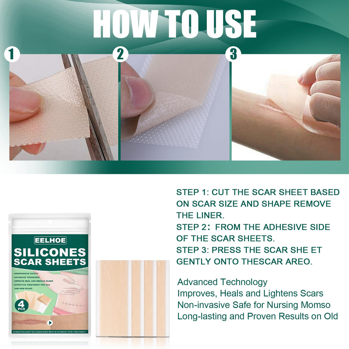 Silicone Gel Repair Patch, Fade Marks Transparent Care Skin Repair Patch