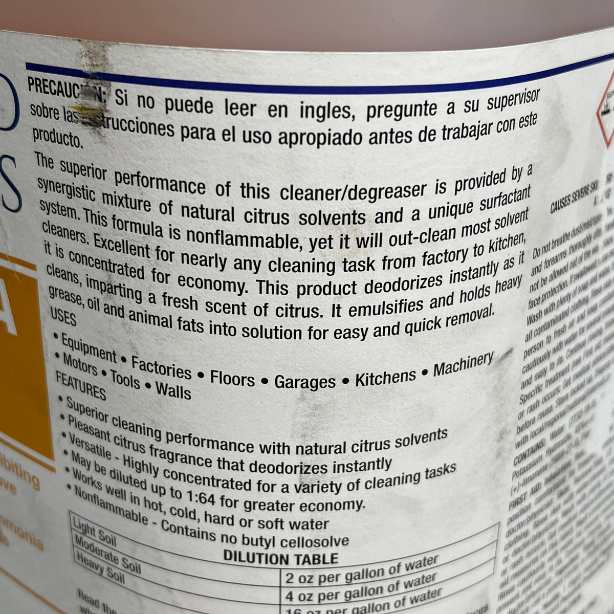 US Heavy-Duty All-Purpose Cleaner Citrus Formula 3000 Liquid 5 Gal Orange 4553
