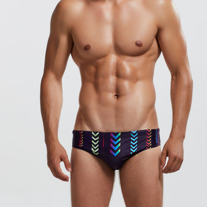 Men's Low-waist Tight, Quick-dry Printed Swim Trunks